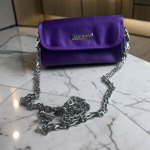 Younique Violet Satin Crossbody with Chunky Silver Chain
